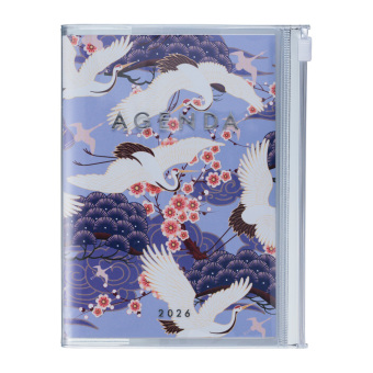 MARK'S 2025/26 Taschenkalender, A6 Japan / Birds, Purple