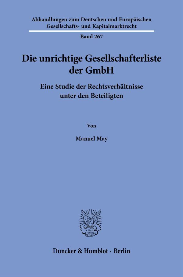 Die unrichtige Gesellschafterliste der GmbH main product photo