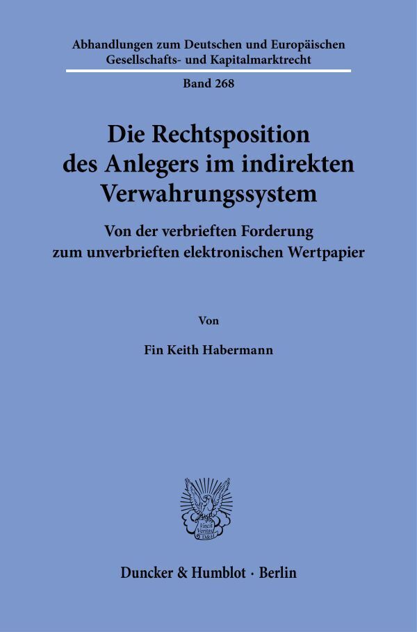 Die Rechtsposition des Anlegers im indirekten Verwahrungssystem main product photo