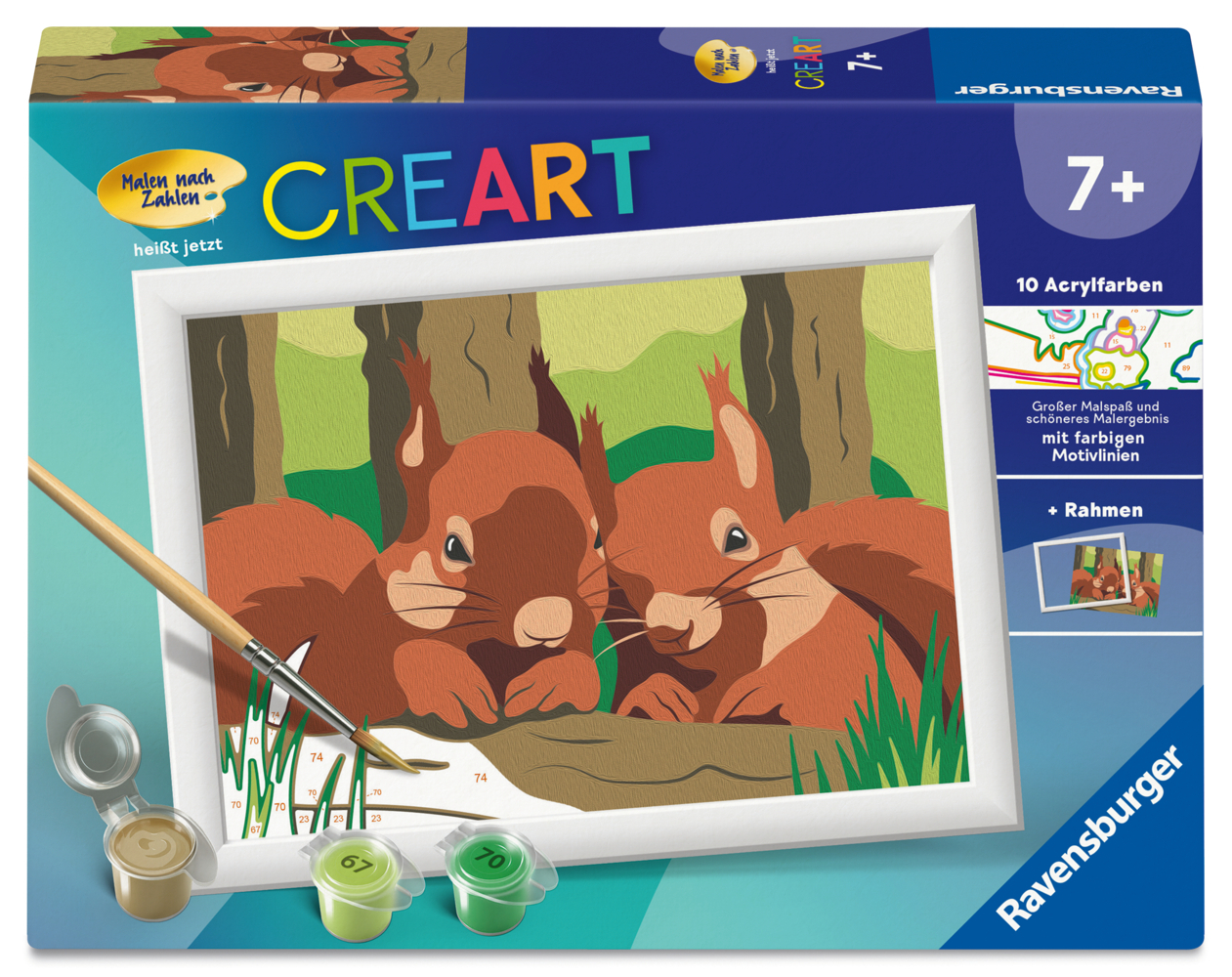 CreArt, Malen nach Zahlen Kinder - Kuschelnde Eichhörnchen main product photo