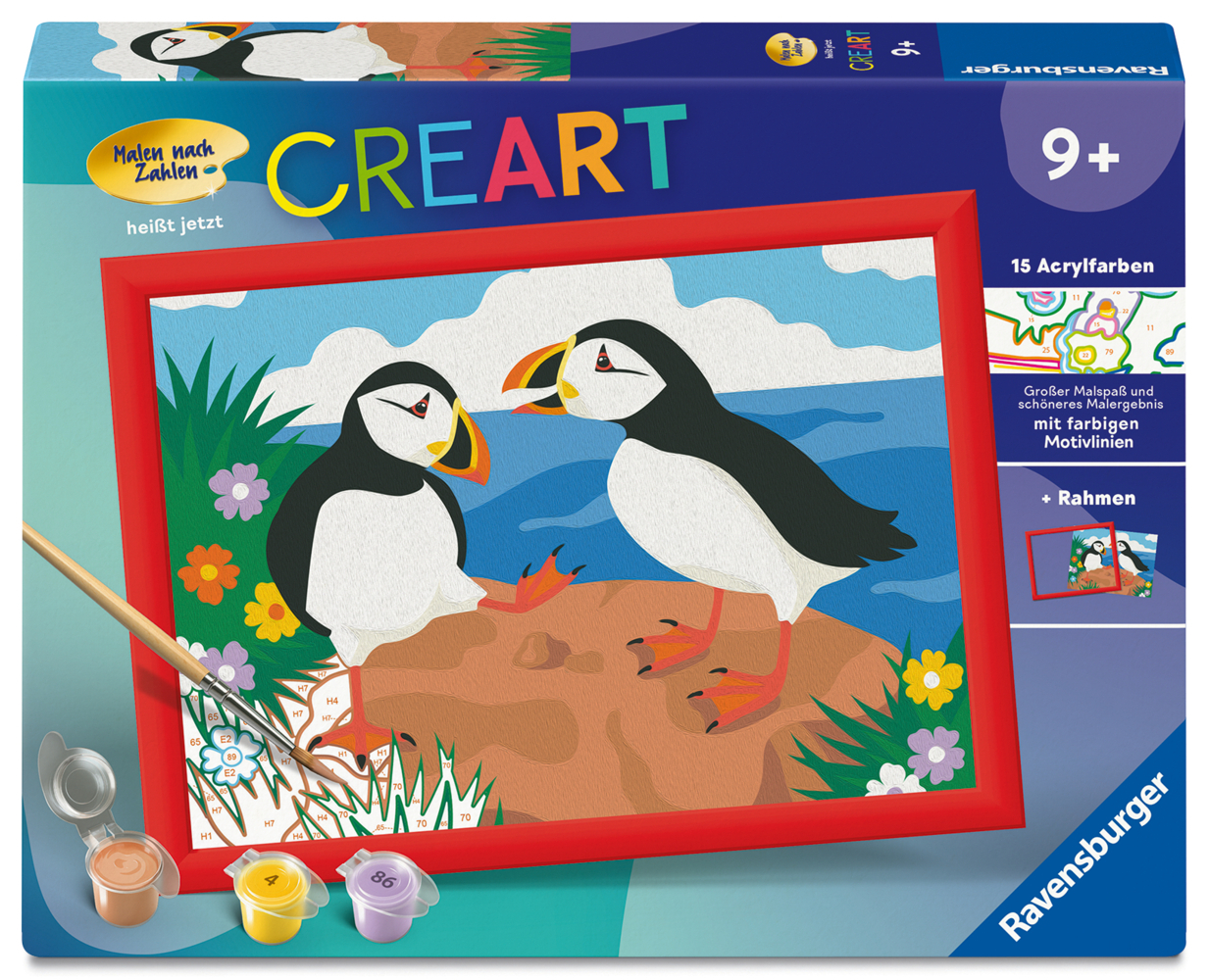 CreArt, Malen nach Zahlen Kinder - Papageientaucher main product photo