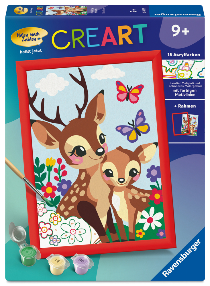 CreArt, Malen nach Zahlen Kinder - Fröhliche Hirsche main product photo