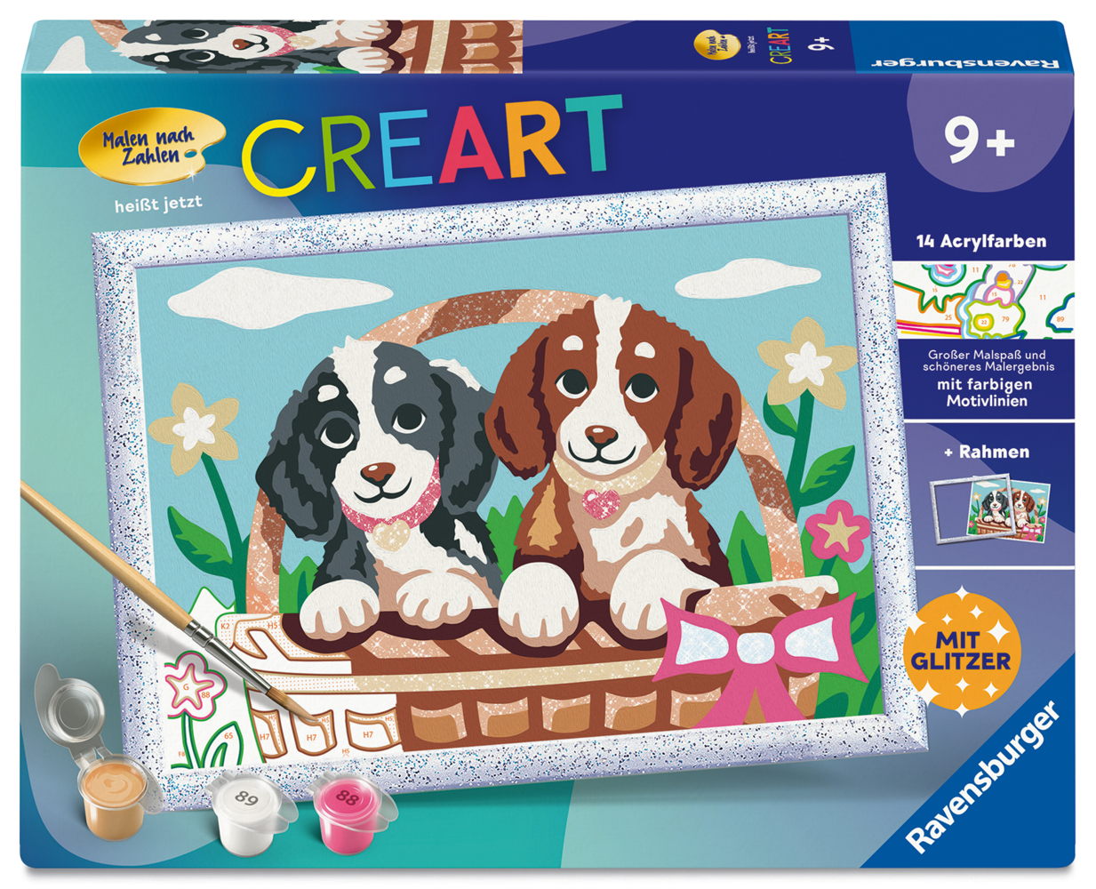 CreArt, Malen nach Zahlen Kinder - Hunde im Körbchen main product photo
