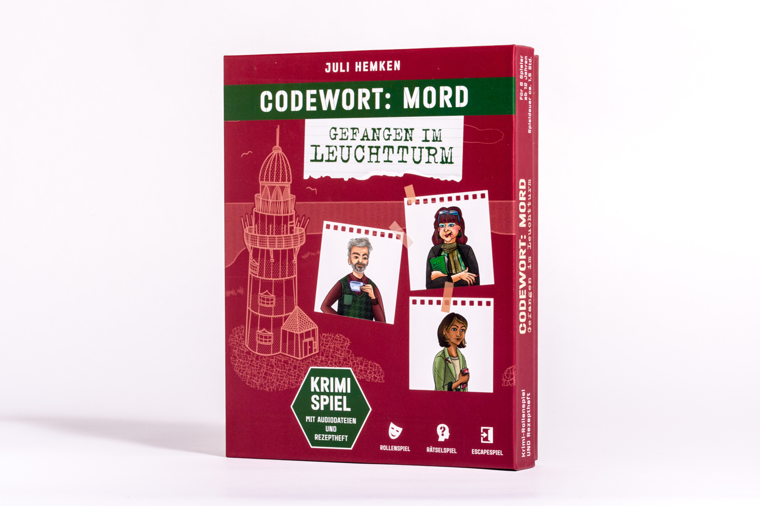 Codewort: Mord. Gefangen im Leuchtturm. Krimidinner-Rollenspiel und Kochbuch. Für 6 Spieler ab 12 Jahren. main product photo