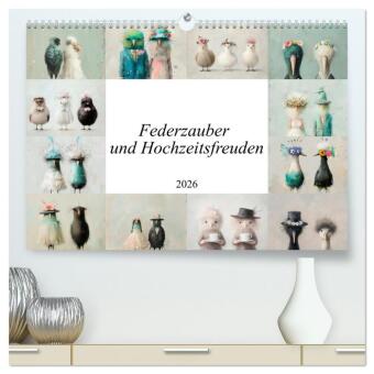 Federzauber und Hochzeitsfreuden (hochwertiger Premium Wandkal...