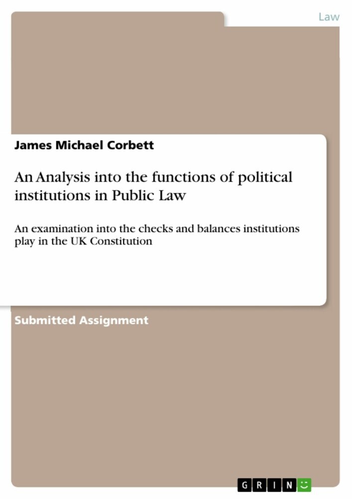 An Analysis into the functions of political institutions in Public Law main product photo