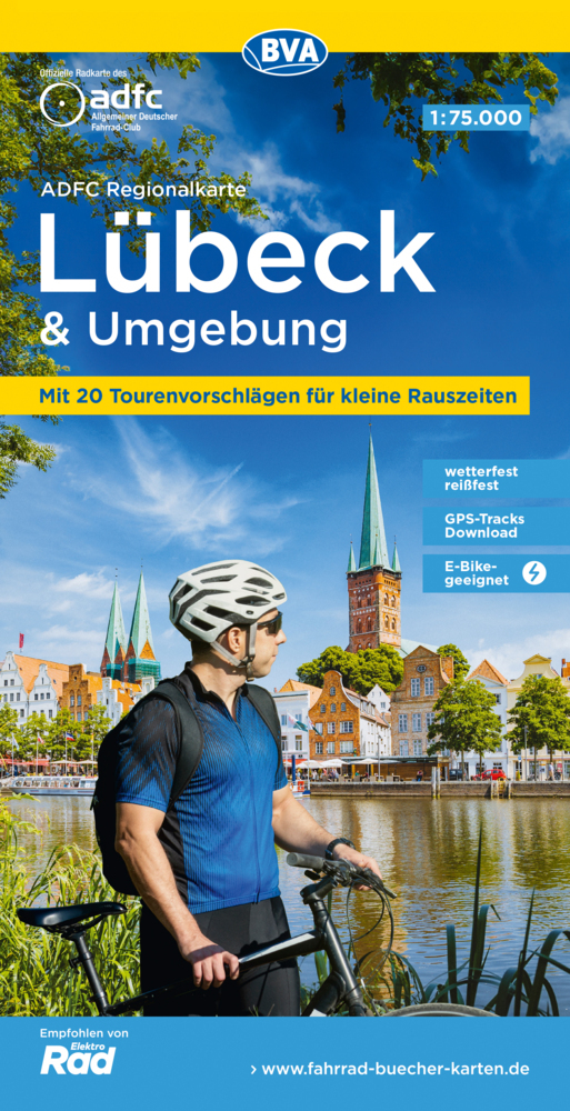 ADFC-Regionalkarte Lübeck und Umgebung, 1:75.000, mit Tagestourenvorschlägen, reiß- und wetterfest, E-Bike-geeignet, GPS-Tracks-Download main product photo