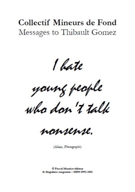 Collectif Mineurs de Fond : Messages to Thibault Gomez main product photo