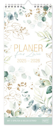 Planer für Zwei kompakt 25/26 Wand-Kalender [Blattgold]