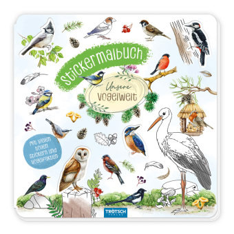 TRÖTSCH - Stickermalbuch Unsere Vogelwelt Malbuch mit Stickern| Ab 5 Jahren