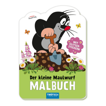 TRÖTSCH - Der kleine Maulwurf Mini-Malbuch mit Glitzerstickern Malbuch mit Stickern | Ab 3 Jahren