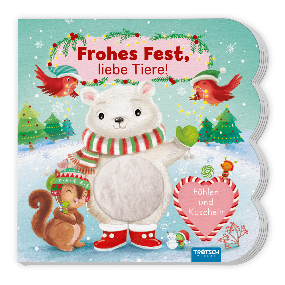 TRÖTSCH - Fühlbuch Frohes Fest liebe Tiere Fühlen und Kuscheln | Zauberhaftes Pappenbuch mit kuscheligen Fühlelementen| Ab 1 Jahr main product photo
