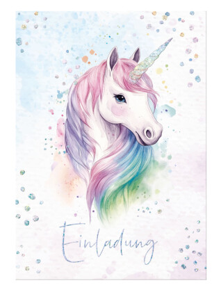 Einladungskarte Kinder A6 12er Sets [Einhorn] EM