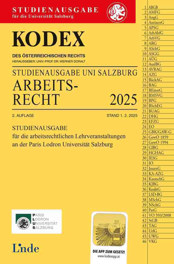 KODEX Studienausgabe Arbeitsrecht Salzburg 2025 main product photo