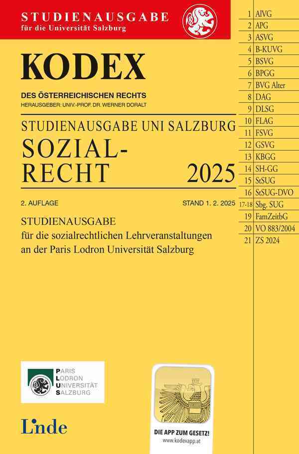 KODEX Studienausgabe Sozialrecht Salzburg 2025 main product photo