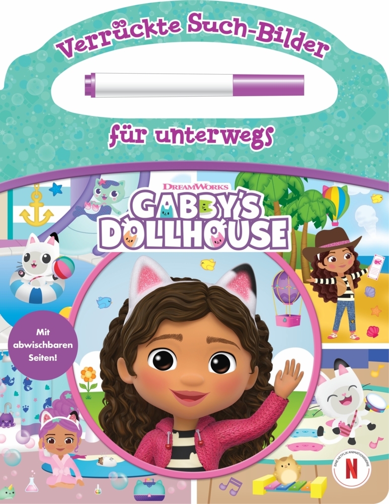 Gabby's Dollhouse - Verrückte Such-Bilder für unterwegs - Wimmelbuch - Pappbilderbuch mit Stift und abwischbaren Seiten ab 3 Jahren main product photo