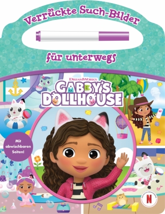 Gabby's Dollhouse - Verrückte Such-Bilder für unterwegs - Wimmelbuch - Pappbilderbuch mit Stift und abwischbaren Seiten ab 3 Jahren