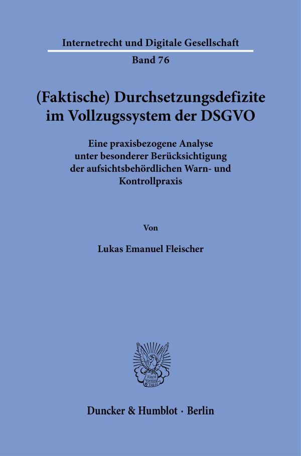 (Faktische) Durchsetzungsdefizite im Vollzugssystem der DSGVO main product photo