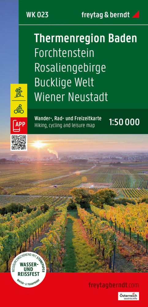 Thermenregion Baden, Wander-, Rad- und Freizeitkarte 1:50.000, freytag & berndt, WK 023 main product photo