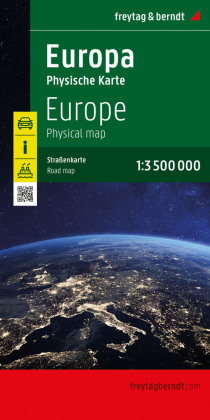 Europa physisch, Straßenkarte 1:3.500.000, gefaltet, freytag & berndt