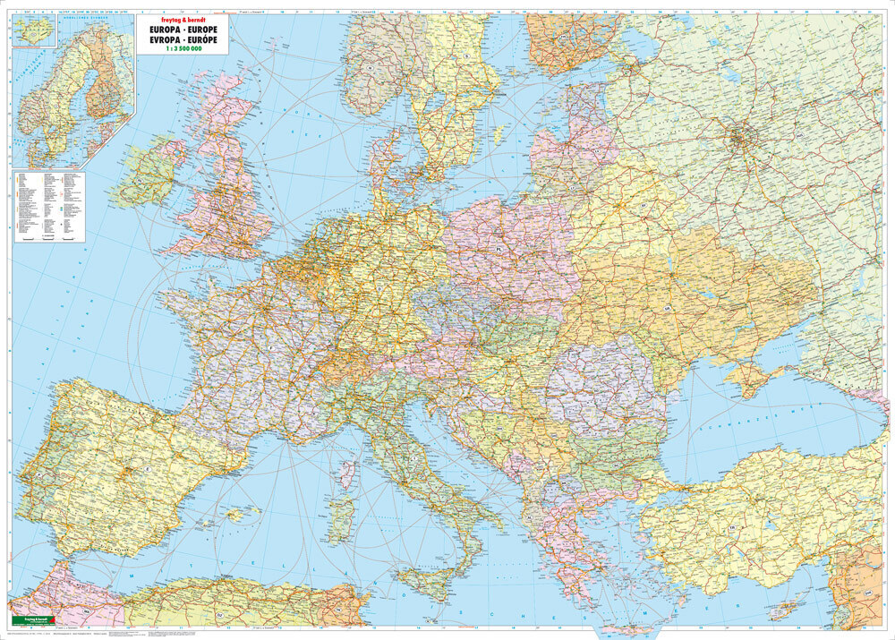 Europa politisch, Straßenkarte 1:3.500.000, Poster, freytag & berndt main product photo