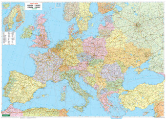 Europa politisch, Straßenkarte 1:3.500.000, Poster metallbestäbt, freytag & berndt