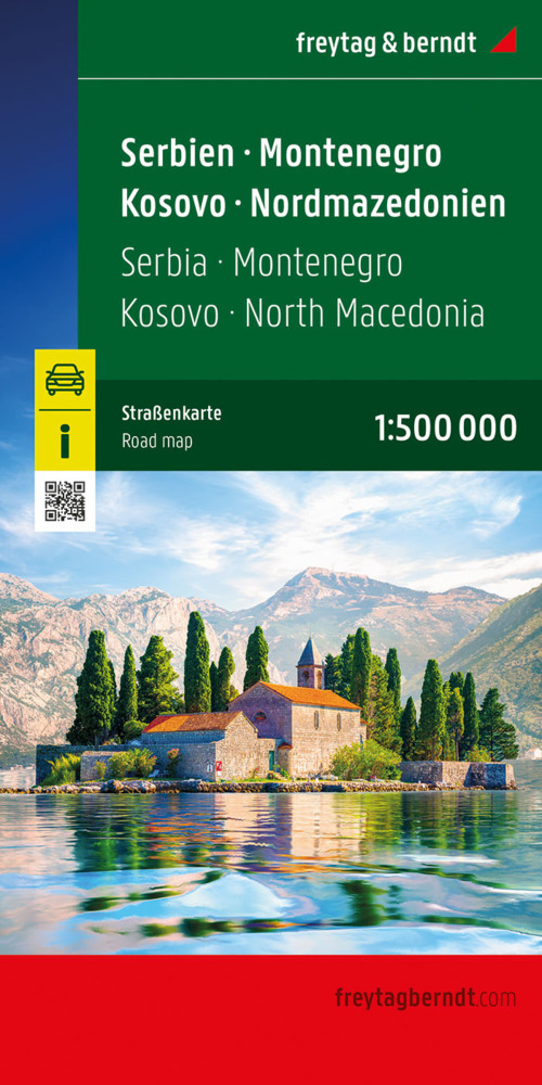 Serbien - Montenegro - Kosovo - Nordmazedonien, Straßenkarte 1:500.000, freytag & berndt main product photo