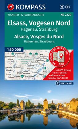 KOMPASS Wanderkarten-Set 2220 Elsass, Vogesen Nord, Hagenau, Straßburg / Alsace, Vosges du Nord, Haguenau, Strasbourg (2 Karten) 1:50.000