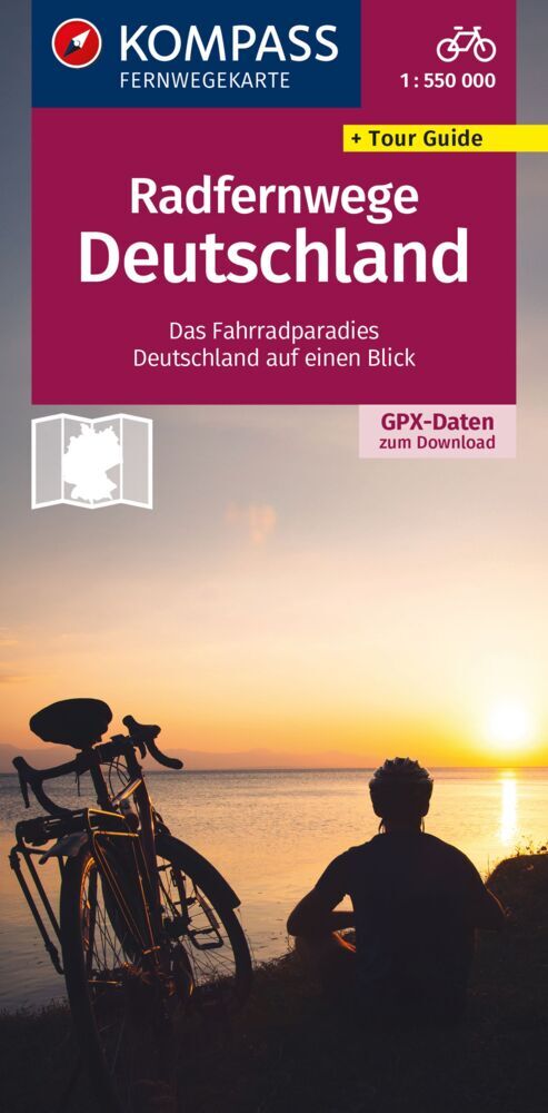 KOMPASS Radfernwegekarte Radfernwege Deutschland 1:550.000 main product photo