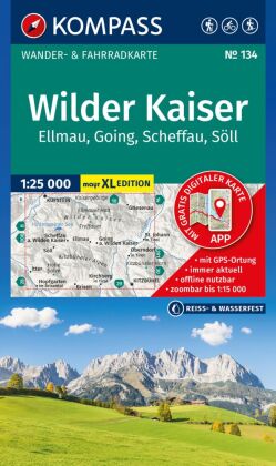 KOMPASS Wanderkarte 134 Wilder Kaiser - Ellmau - Going - Scheffau - Söll 1:25.000