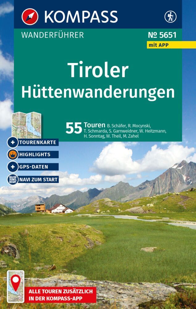 KOMPASS Wanderführer Tiroler Hüttenwanderungen, 55 Touren mit Extra-Tourenkarte main product photo