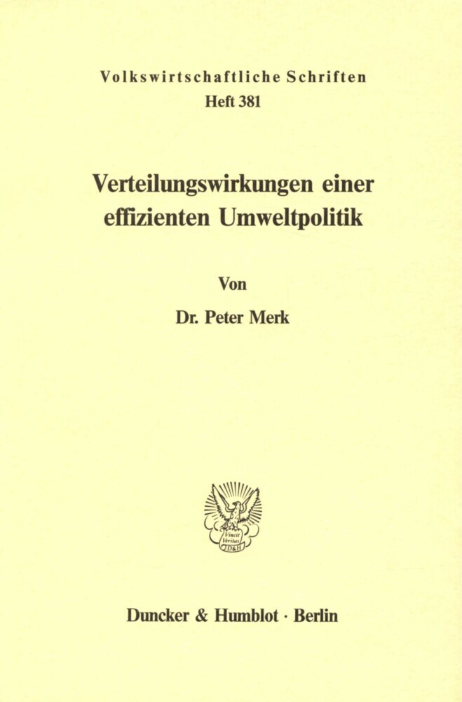 Verteilungswirkungen einer effizienten Umweltpolitik. main product photo