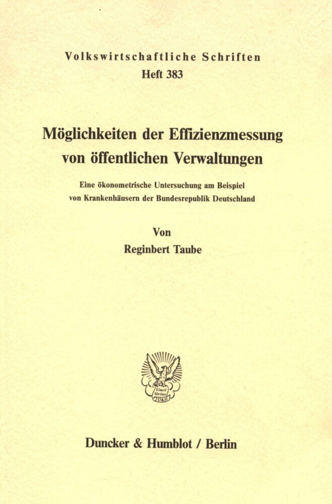 Möglichkeiten der Effizienzmessung von öffentlichen Verwaltungen. main product photo