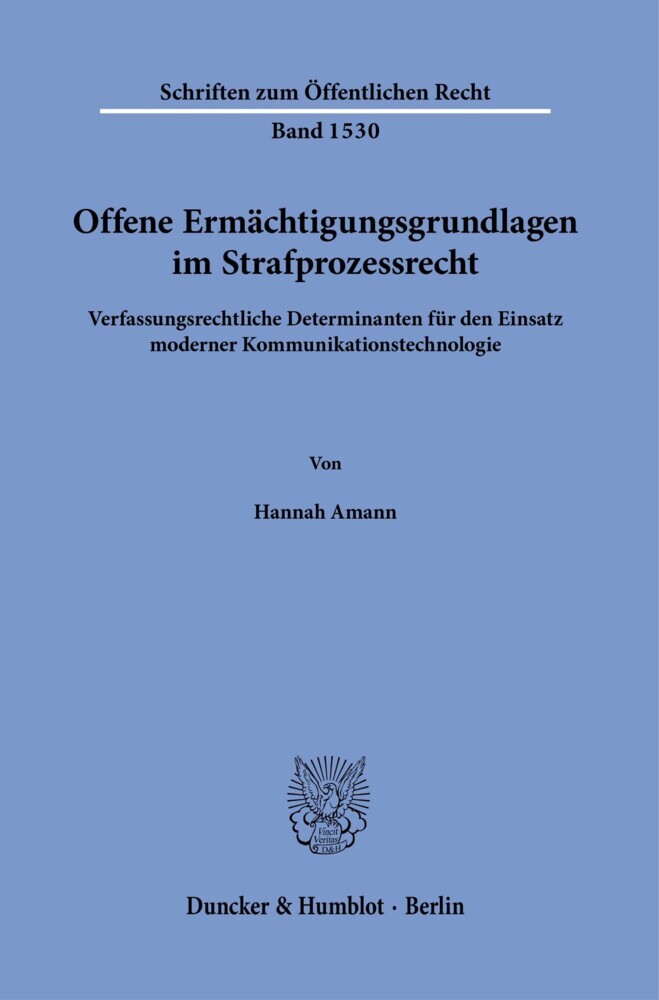 Offene Ermächtigungsgrundlagen im Strafprozessrecht. main product photo