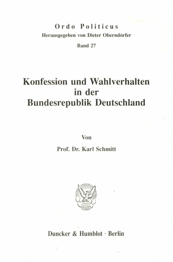 Konfession und Wahlverhalten in der Bundesrepublik Deutschland. main product photo