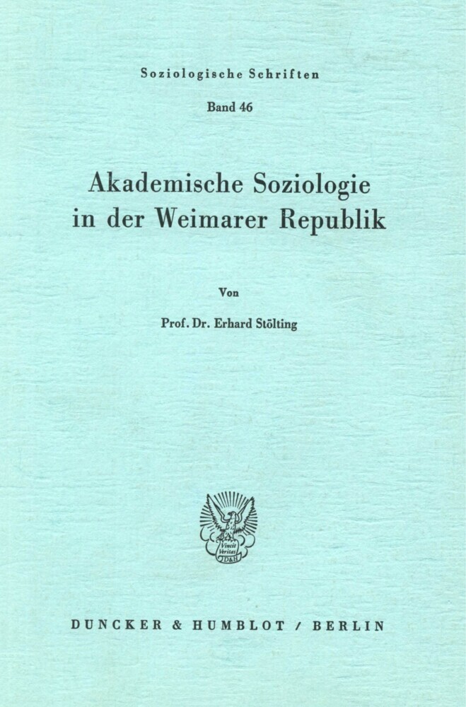 Akademische Soziologie in der Weimarer Republik. main product photo