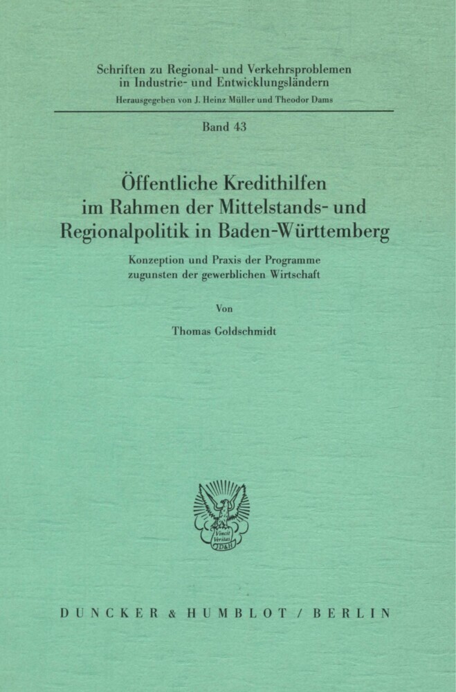 Öffentliche Kredithilfen im Rahmen der Mittelstands- und Regionalpolitik in Baden-Württemberg. main product photo