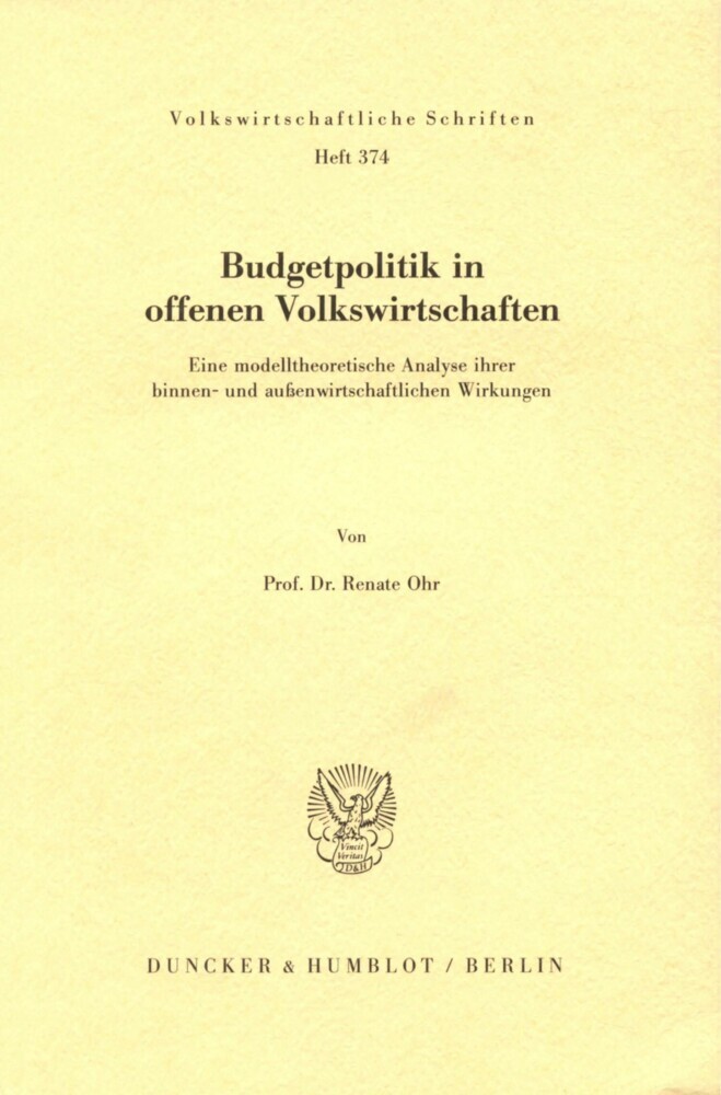 Budgetpolitik in offenen Volkswirtschaften. main product photo