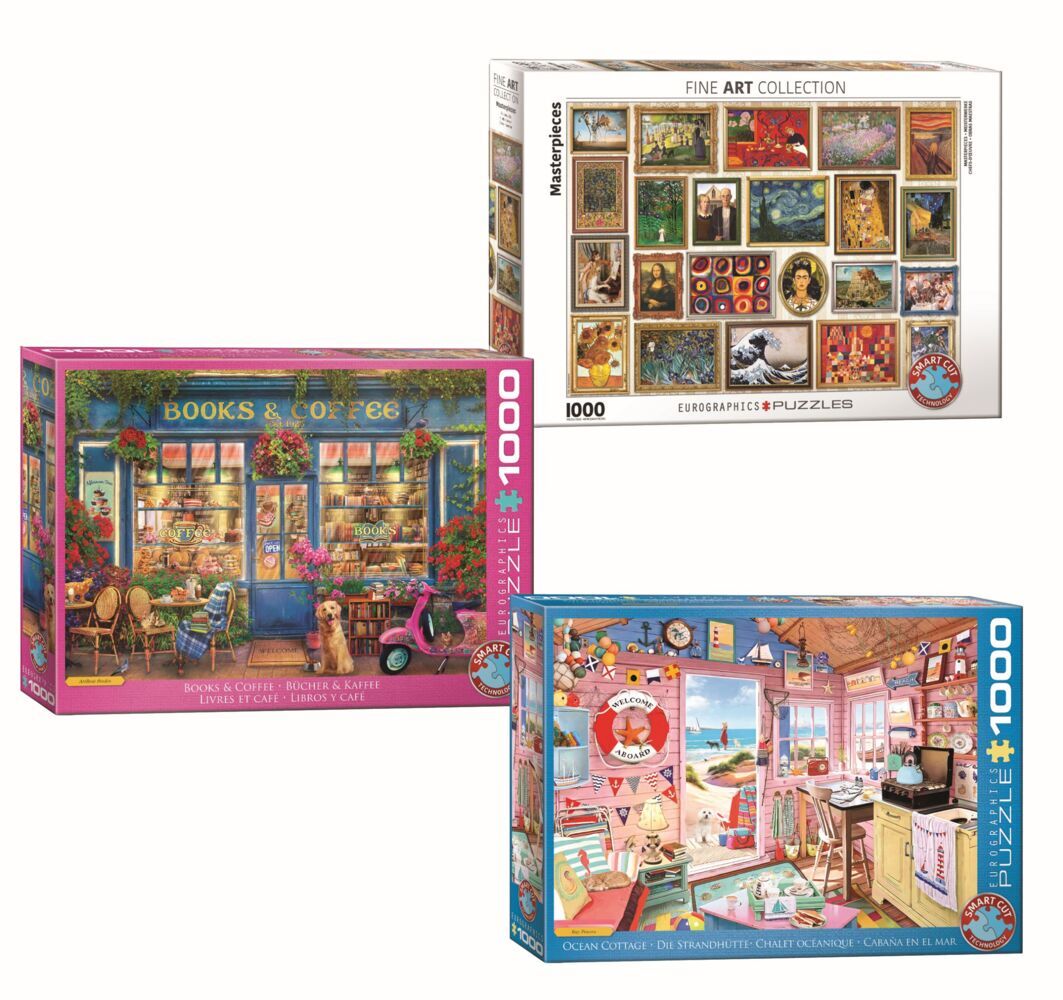 Puzzle 3er-Pack (Books/FineArt/Ocean Cottage) main product photo
