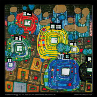 Hundertwasser Puzzle mit Grußkarte