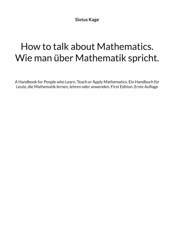 How to talk about Mathematics. Wie man über Mathematik spricht. main product photo