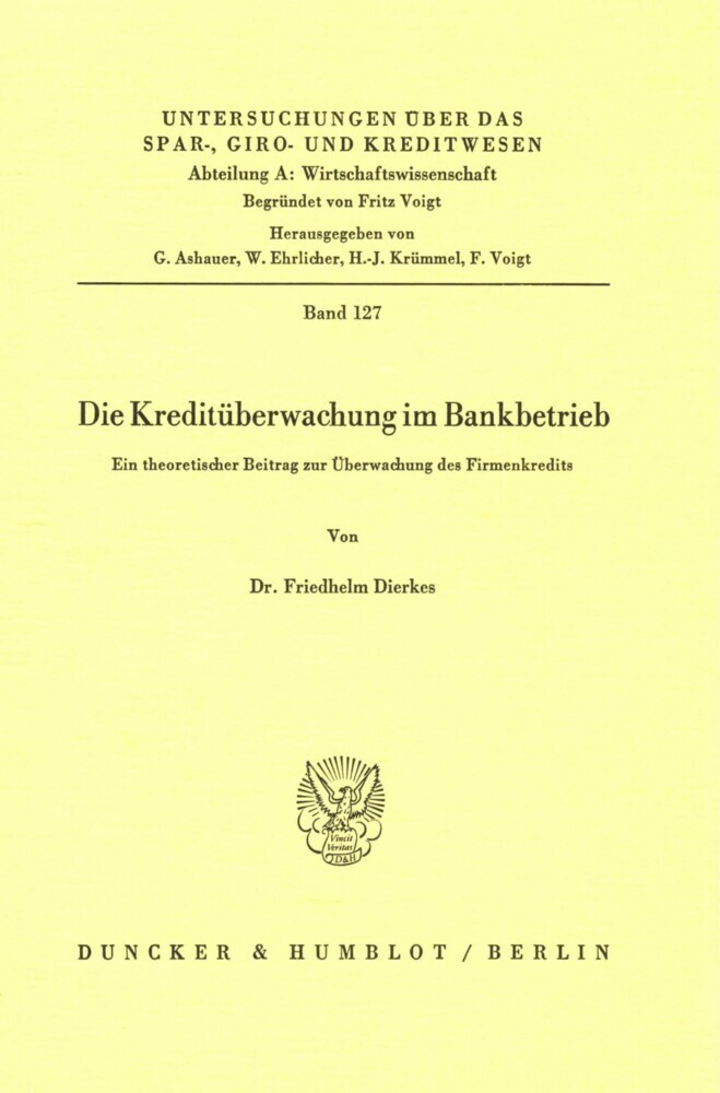 Die Kreditüberwachung im Bankbetrieb. main product photo