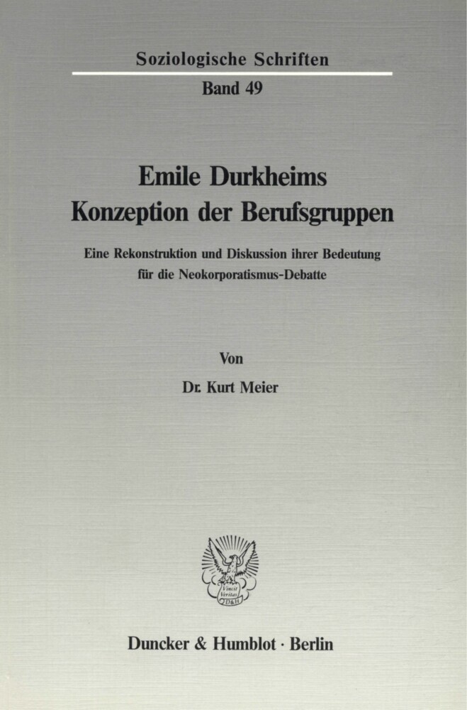 Emile Durkheims Konzeption der Berufsgruppen. main product photo