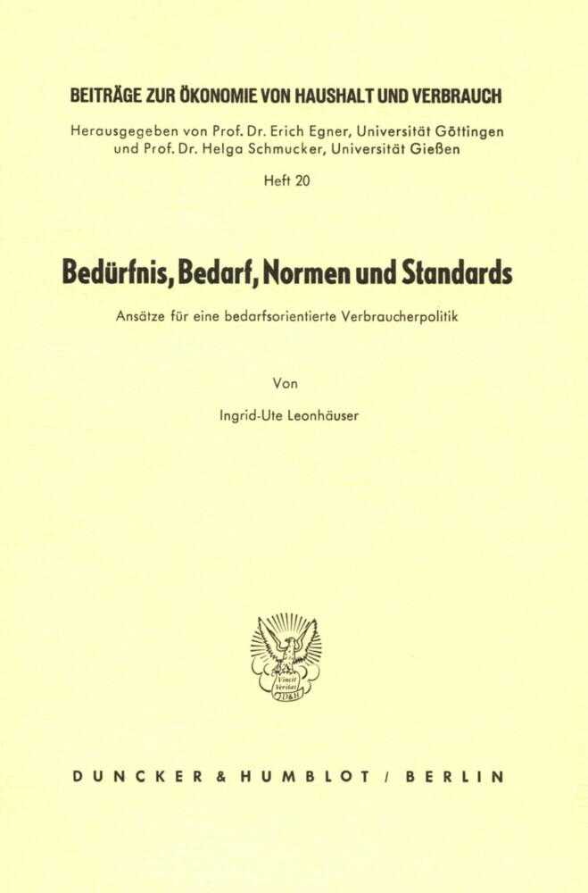 Bedürfnis, Bedarf, Normen und Standards. main product photo