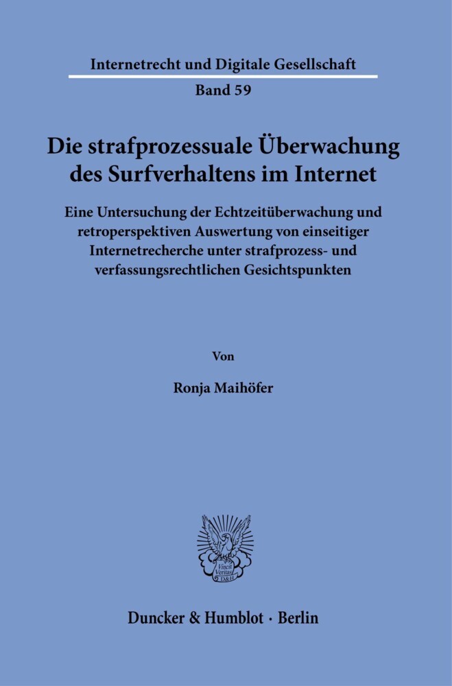 Die strafprozessuale Überwachung des Surfverhaltens im Internet. main product photo