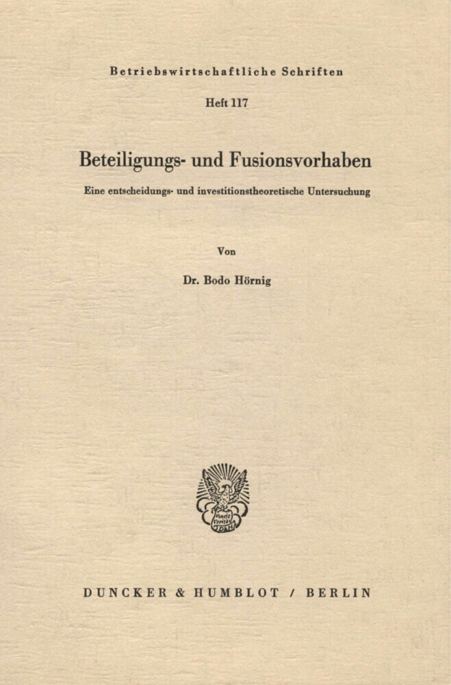 Beteiligungs- und Fusionsvorhaben. main product photo