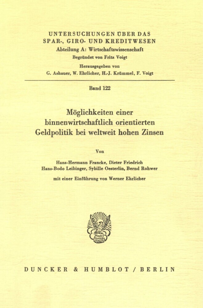 Möglichkeiten einer binnenwirtschaftlich orientierten Geldpolitik bei weltweit hohen Zinsen. main product photo