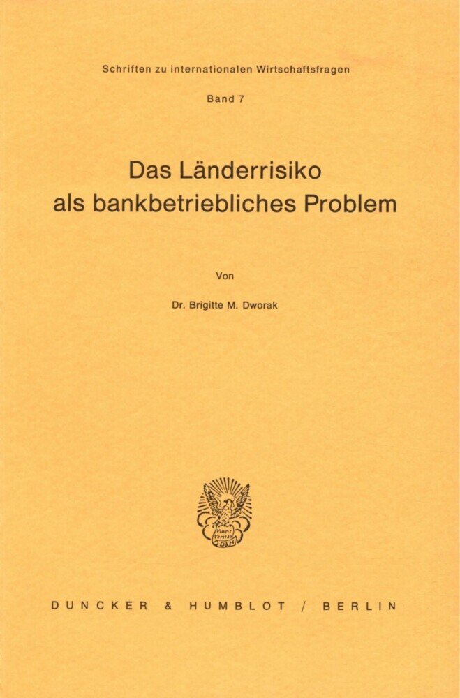 Das Länderrisiko als bankbetriebliches Problem. main product photo