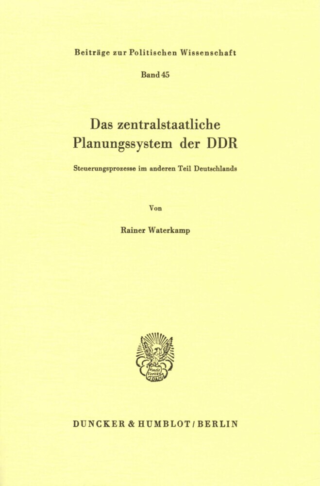 Das zentralstaatliche Planungssystem der DDR. main product photo