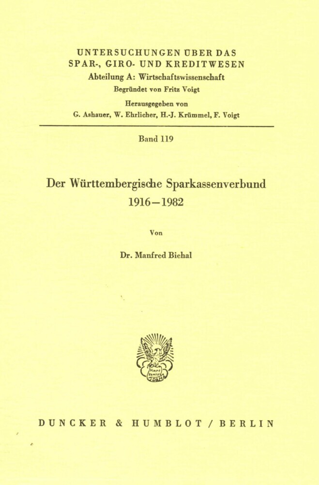Der Württembergische Sparkassenverbund 1916 - 1982. main product photo